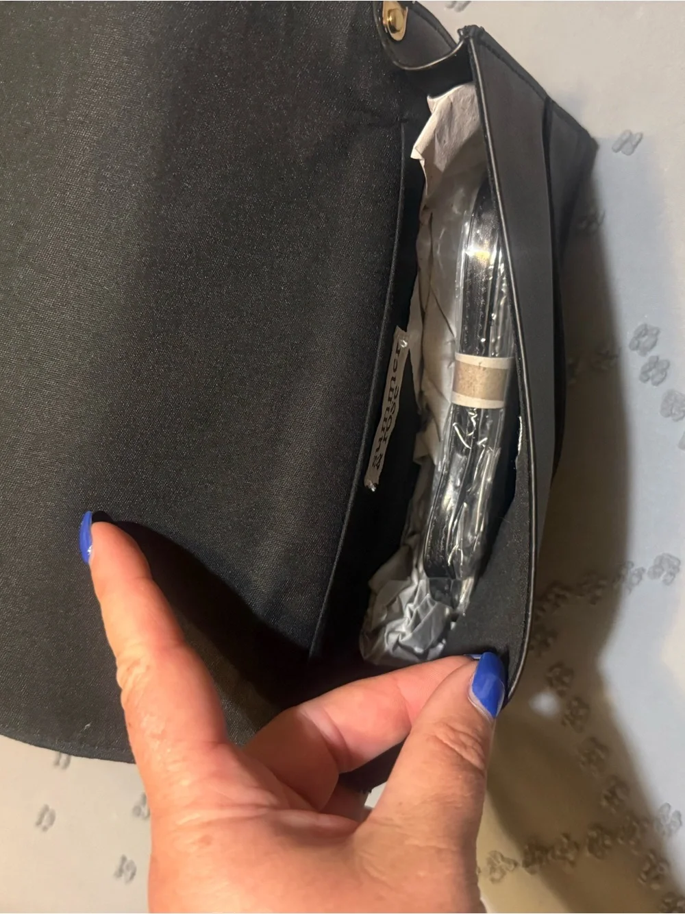Classic Black Leather Fold-Over Clutch
